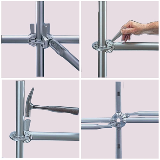 盘扣式脚手架搭设示意图 盘扣式脚手架搭设示意图